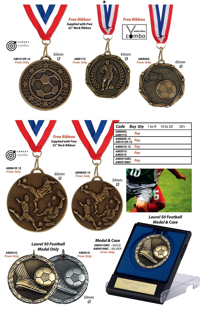 Football Medals - FREE RIBBON