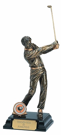 Golfer Swinging Golf Club Trophy Award