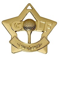 Gold Golf Mini Star Medal
