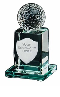 Golfing Jade Glass Award with Shield