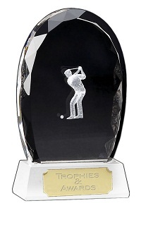 Optical Crystal Golfer Oval Glass Award