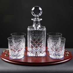 Decanter Presentation Gift Set (Oval ) with FREE engraved Brass plate 